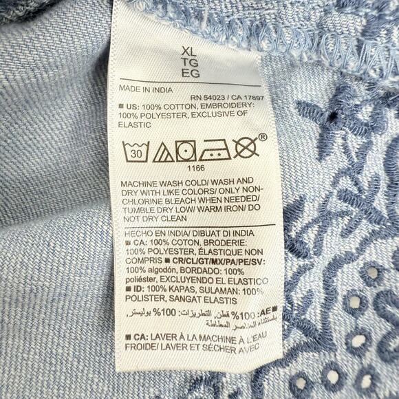 Old Navy Womens XL Chambray Flutter Sleeve Top Blouse Tie Back Boho Square Neck - Picture 11 of 15